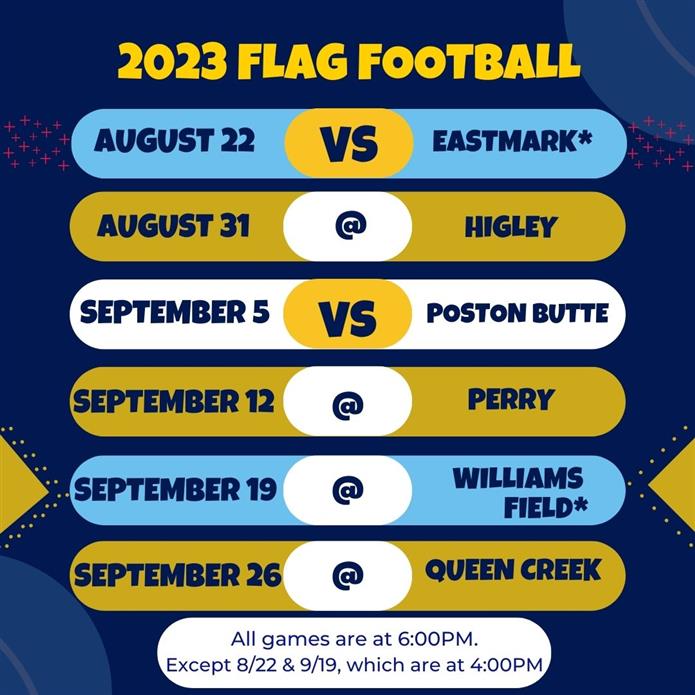 CCHS Unified Flag Football Schedule 2023